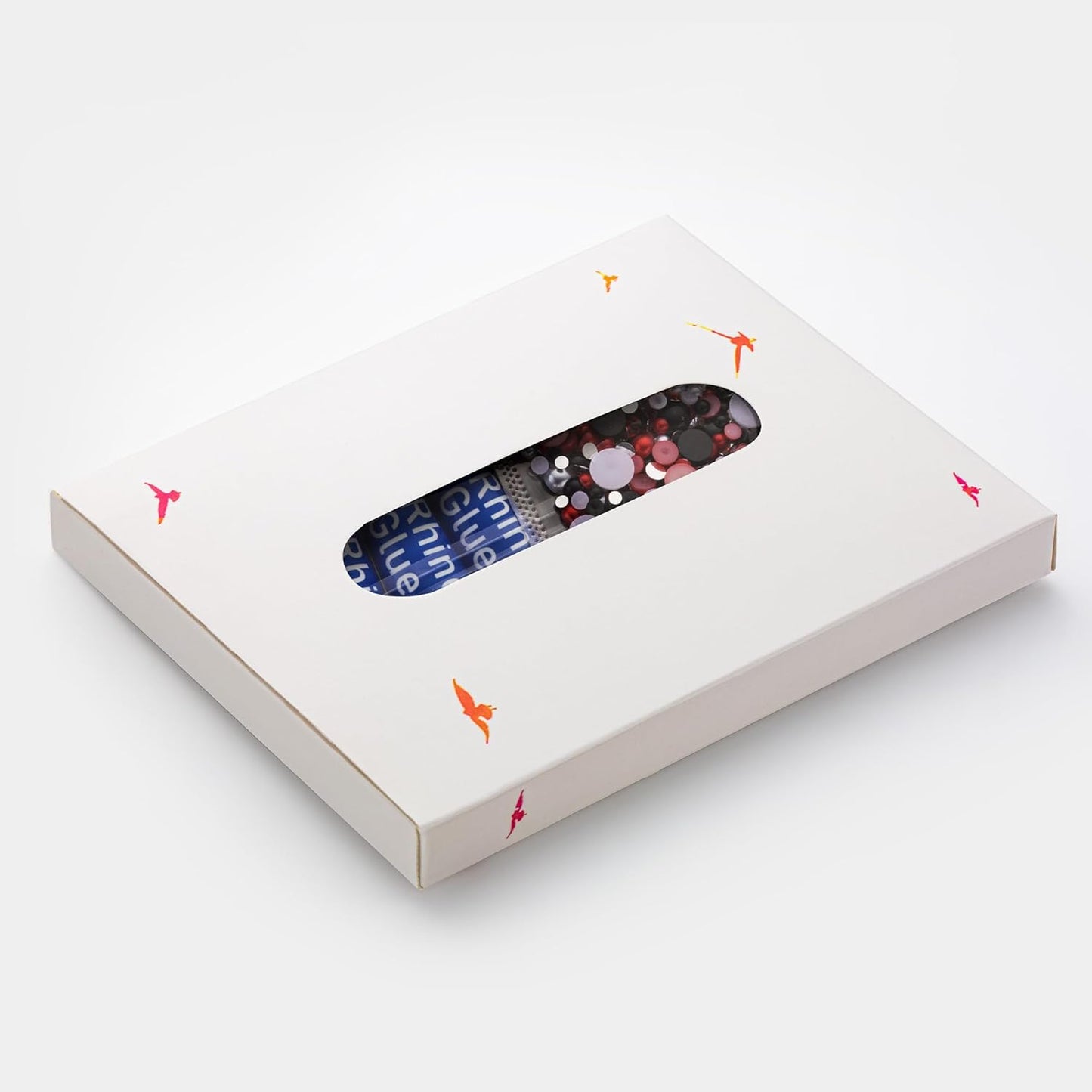 60g Red Black Pearls Rhinestones for Crafts Mixed Size 3mm-10mm AB Color Round Half Pearls Flatback Pearl Beads and Resin Rhinestones Set for Face Art with Gle