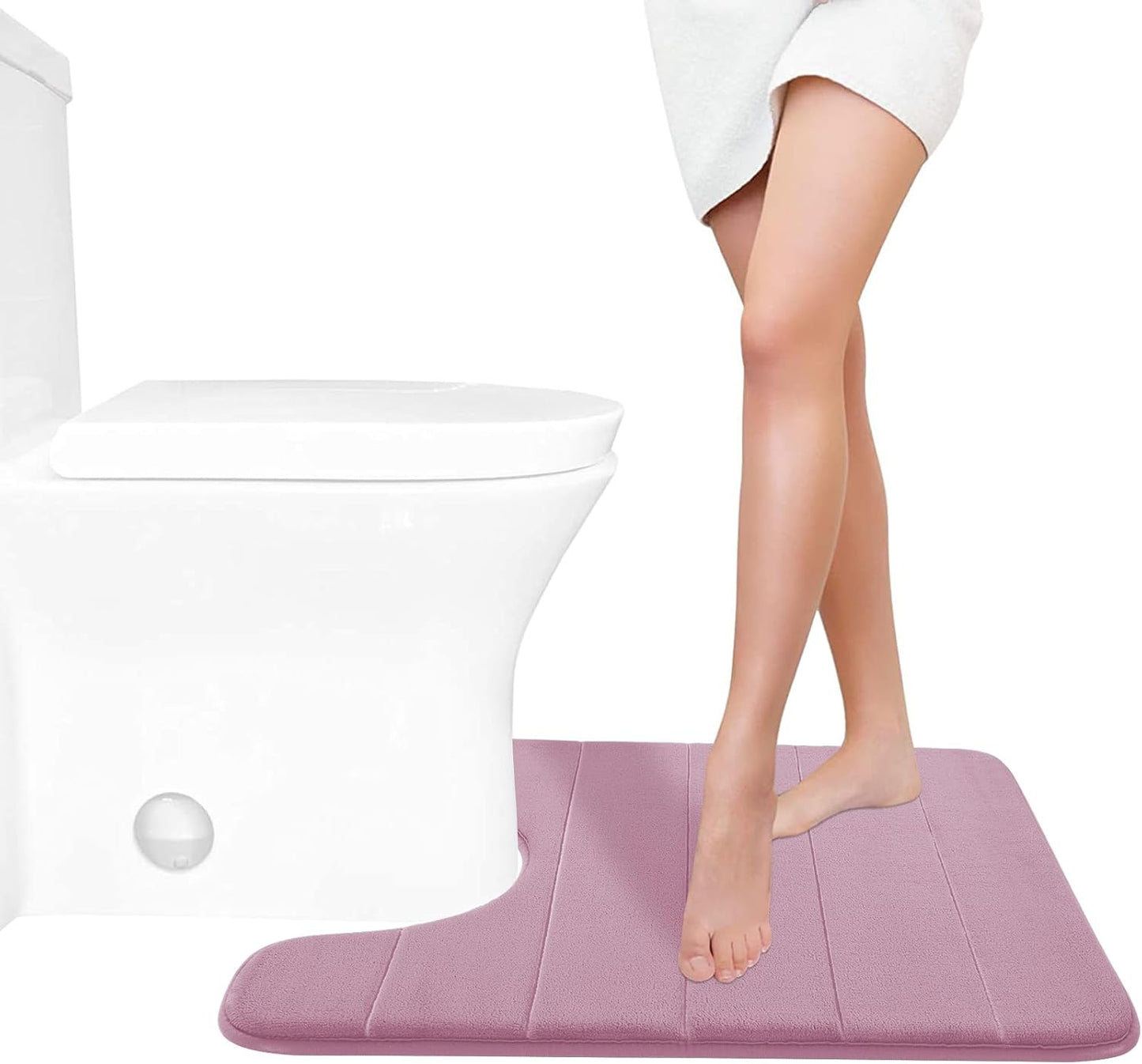 Yimobra Memory Foam Toilet Bath Mat U-Shaped, 24 X 20 Inches,Soft and Comfortable, Super Water Absorption, Non-Slip, Machine Wash and Easier to Dry for Bathroom Commode Contour Rug, Mauve