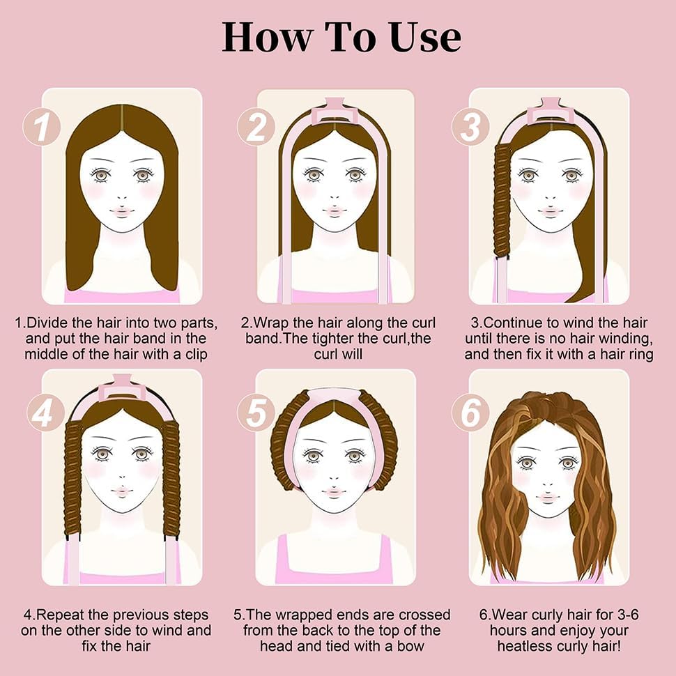 Heatless Curling Rod Headband, Upgraded 60" Extra Long Heatless Curls Headband Soft Hair Curlers to Sleep In Hair Rollers No Heat Curls (Deep Black)