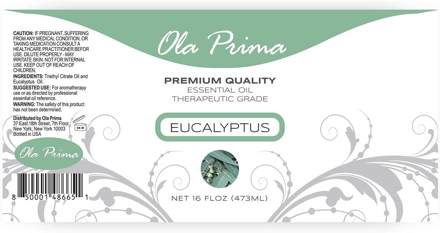 Ola Prima Eucalyptus Essential Oil 16oz Bulk – Therapeutic Grade for Aromatherapy, Diffuser, Stress Ease & Cleaning - Essential Oils