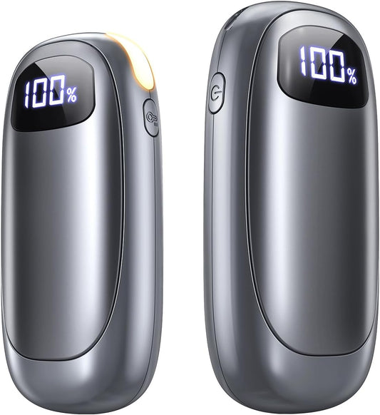 Hand Warmers Rechargeable 2 Pack, Electric Dual-Sided Heating with LED Display & Flashlight, Max 127℉, 13Hrs Long Lasting Pocket Heater for Raynauds, Golf, Hunting Essentials, Gifts for Men Women