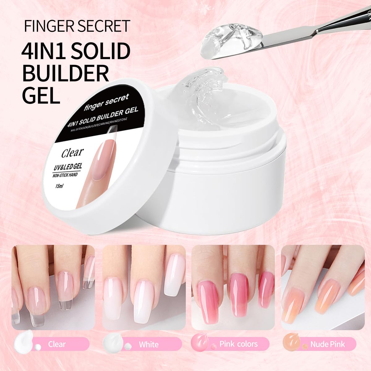 Solid Builder Gel for Nails Hard Gel 3D White Nude Pink Clear Colors for Nail Extension DIY Nail Kit 60ml