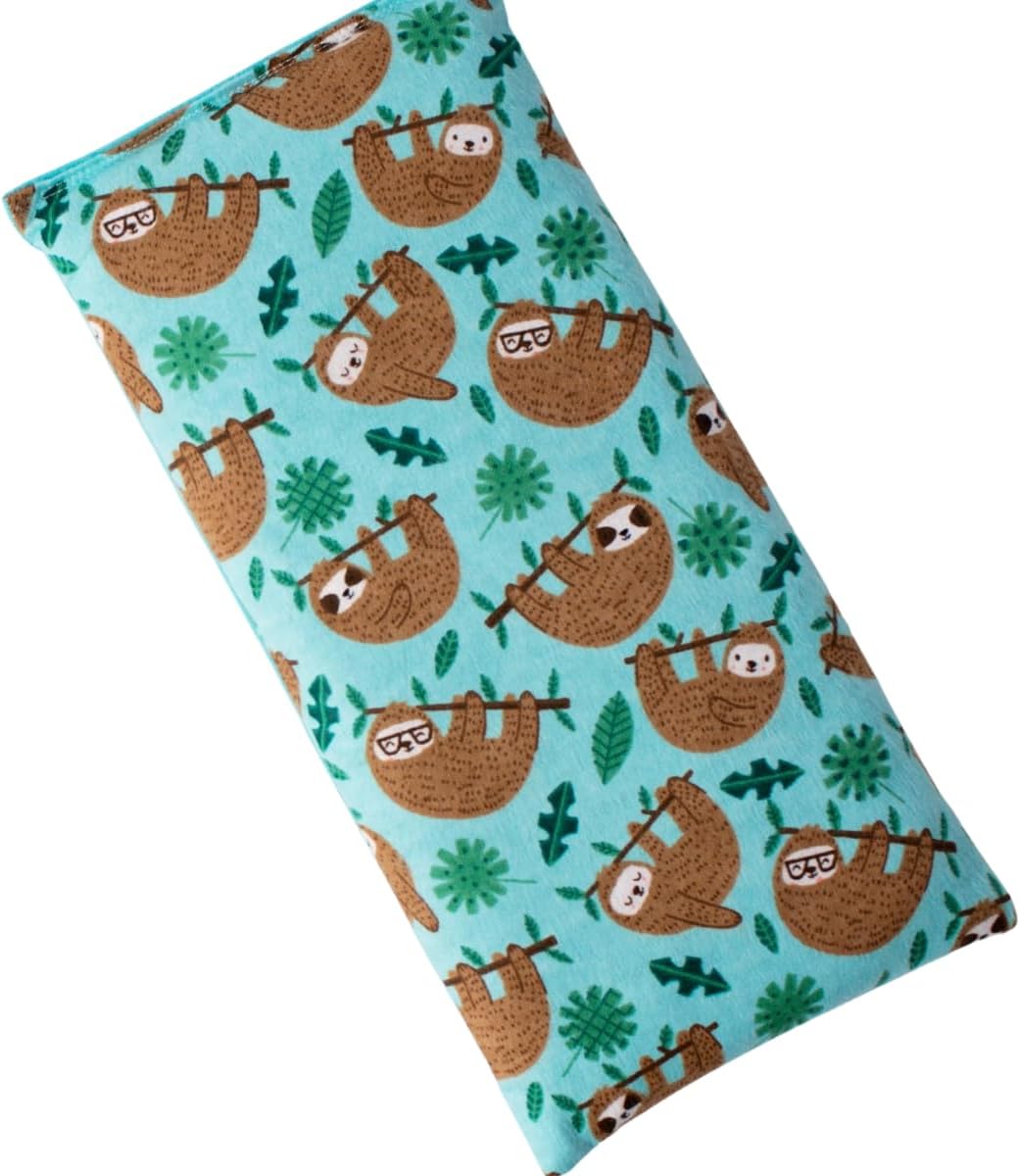 Microwave Heating Pad Filled With Flax Seed and Choice of Dried Herbs, Herbal Cold Pack, Good Size for Back Pain and Cramps, Hot and Cold Therapy, 6" x 12" (Sloth, Peppermint)