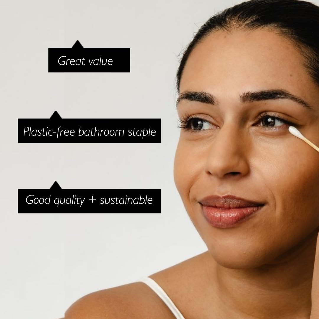 UpCircle Bamboo Cotton Buds - 200 Pieces - Sustainable, Plastic-Free, Fully Recyclable Ear Buds - A Staple For Any Bathroom