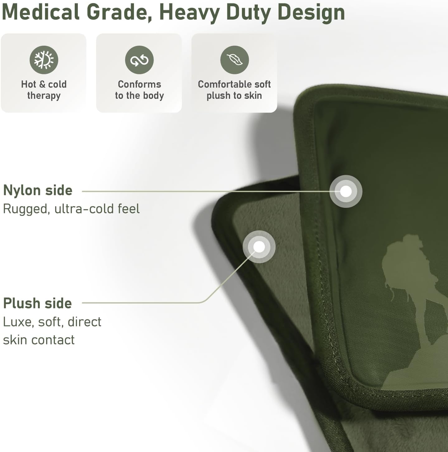 Medium Flexible Gel Ice Packs for Injuries Reusable - Soft Hot and Cold Packs for Injuries for Ankle, Arm, Foot, Leg, Back Pain Relief - 8" x 12" - 2PK - Green