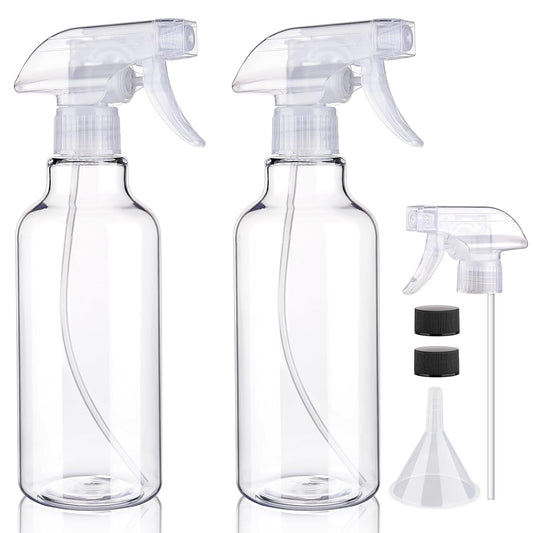 Plastic Spray Bottles Empty Spray Bottle 16.9oz/500ml 2 Pack Heavy Duty Spraying Bottles Mist/Stream Water Bottle for Cleaning Solutions, Essential Oils, Hair (Clear)
