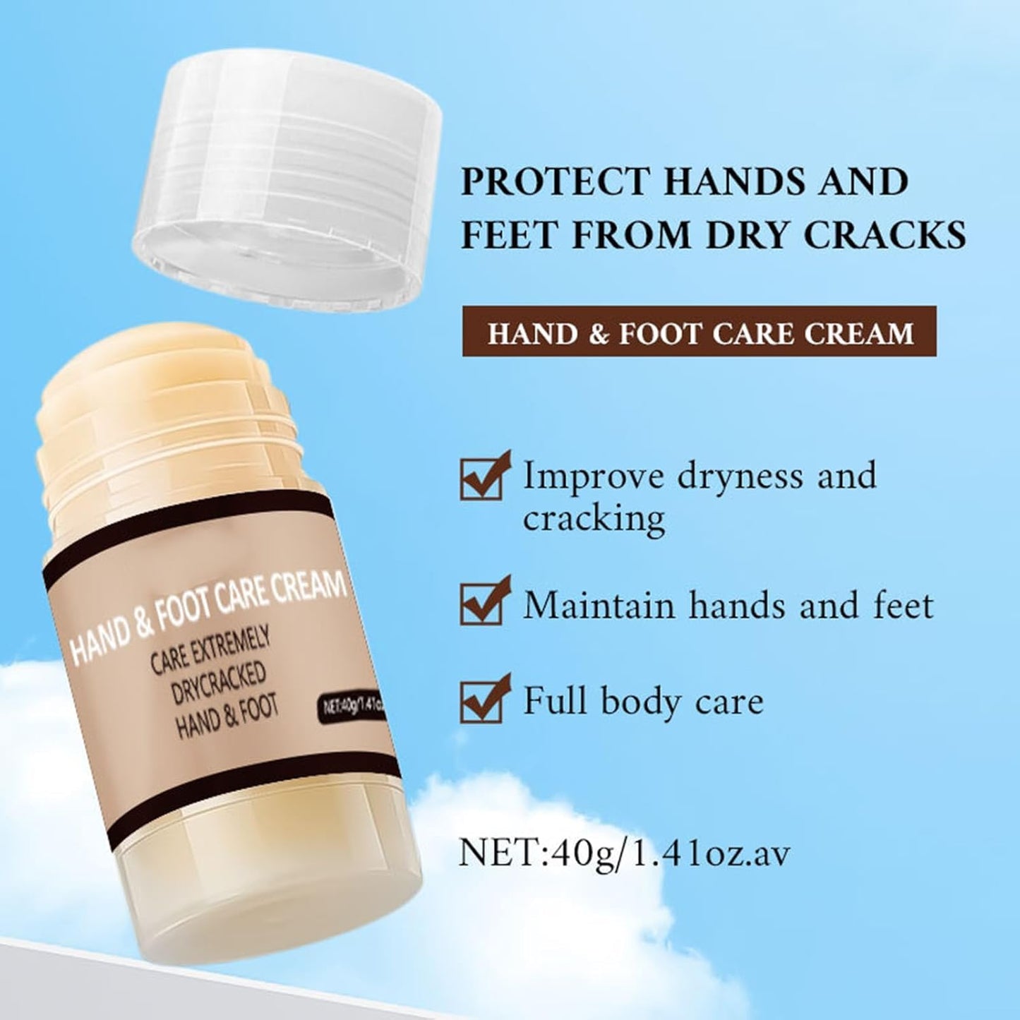 Foot Cream for Dry Cracked Heels and Feet, Horse Oil Foot Balm Repair Cream for Knees Elbows Hands Hydrate & Nourish Foot Care for Calluses Softens Skin Exfoliates Dead Skin Women and Men 1.41oz