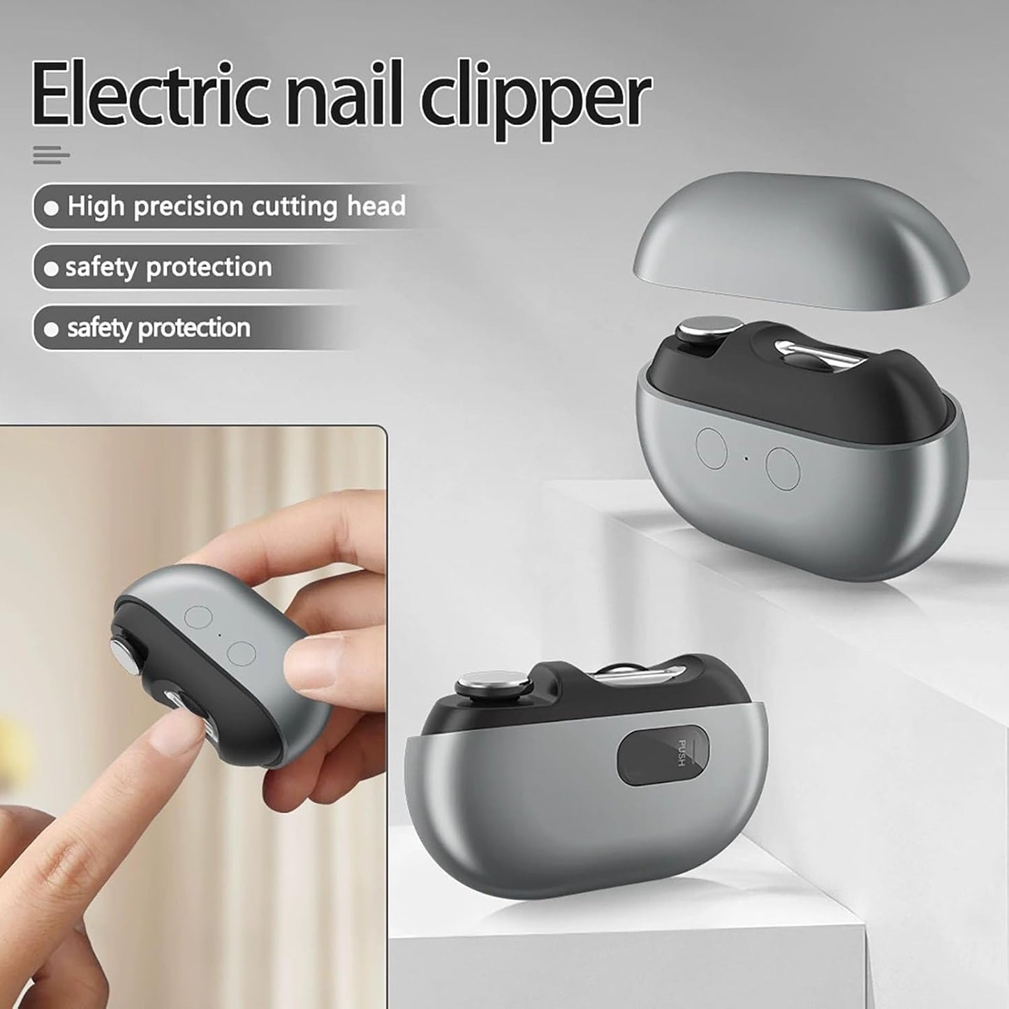 Imwing Easyclip, Vueeze/Yosody/Olygee/Glosrity Easy Clip, 2025 New Upgraded Easyclip Smart Nail Clippe with LED Light - Safe Toe & Fingernail Trimmer for Seniors, Adults, Kids, Baby (Gray)