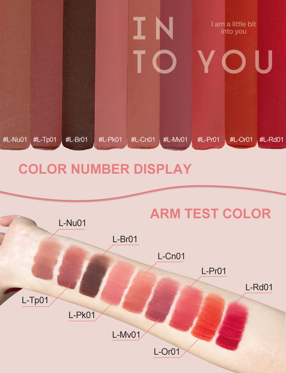 INTO YOU Matte Velvet Lip Stain Long Lasting Waterproof Lip Gloss Makeup Moisturizing Lipstick for Women (L-Cn01)