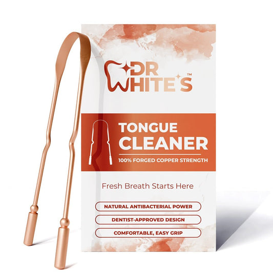 Dr. White’s Copper Tongue Scraper – Dentist-Designed Tongue Cleaner Tool for Fresh Breath, Dual-Grip, Rust-Resistant, Built to Last – 100% Forged Copper, For Adults & Kids
