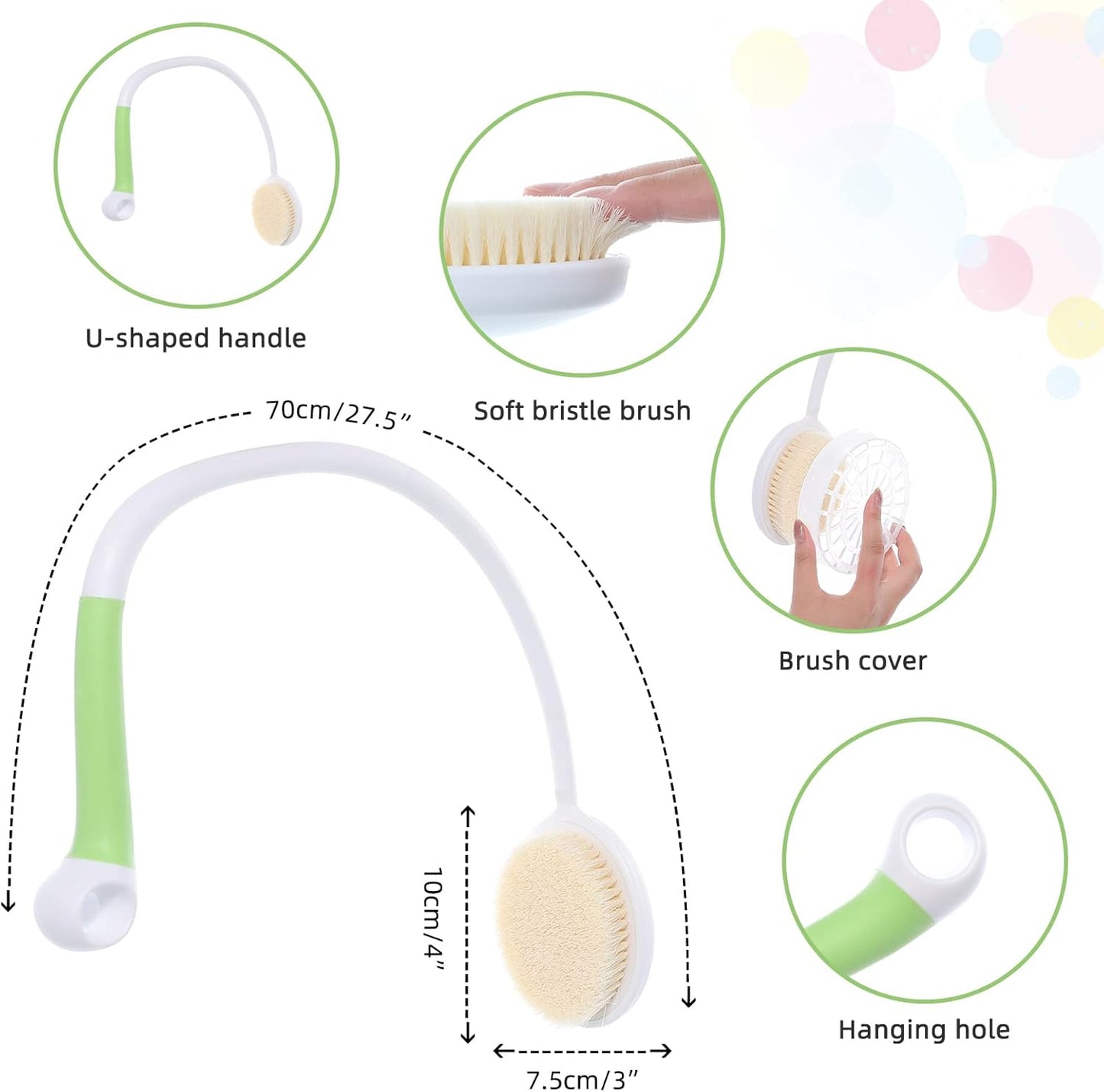 Fanwer 2 Pack Back Scrubber for Shower with Long Handle, 27.5" Long Handle Back Bath Brush for Elderly, Disabled, Limited Mobility, Post-Surgery, Frozen Shoulder,Arthritis,Men and Women