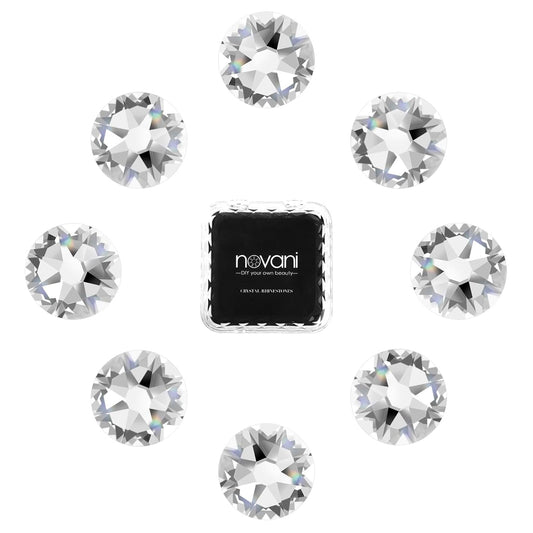 Novani 500pcs Clear Rhinestones Flat Back Round Rhinestone Style 2088 Sparkly Crystal Gemstones for Nail Art and Crafting,SS8(2.3-2.5mm