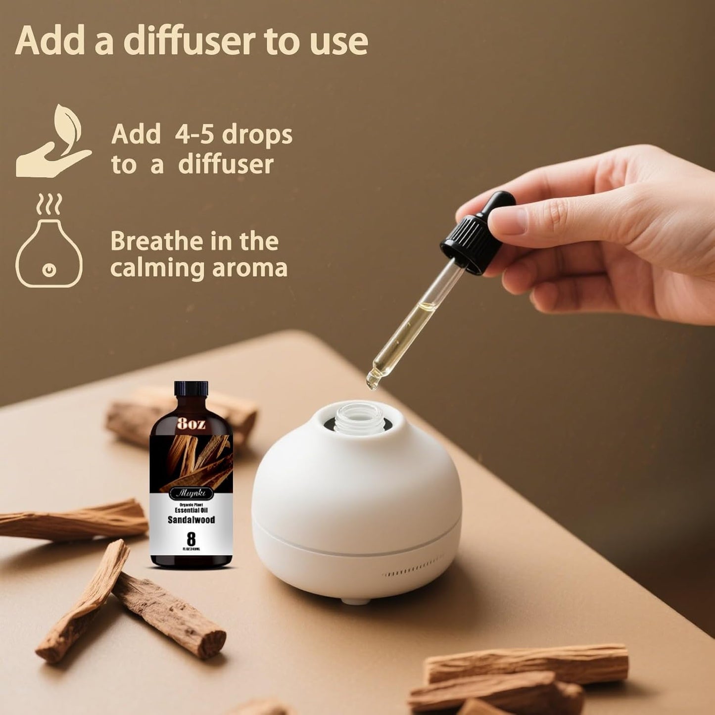 Sandalwood Fragrance Oil-Sandalwood Essential Oil 8.33oz (250ml)-100% Pure Natural Scent for Diffusers, Candles, Soap Making & Aromatherapy-Relaxing Home & Gift Essential Oil for Bath, Massage