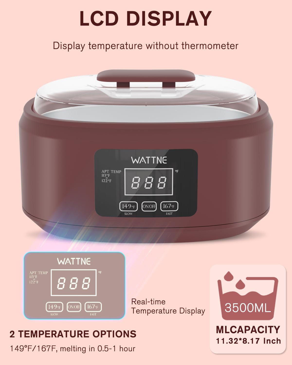 Paraffin Wax Machine for Hand and Feet -Paraffin Wax Warmer Moisturizing Kit Auto-time and Keep Warm Paraffin Hand Wax Machine for Arthritis (Wine Red)