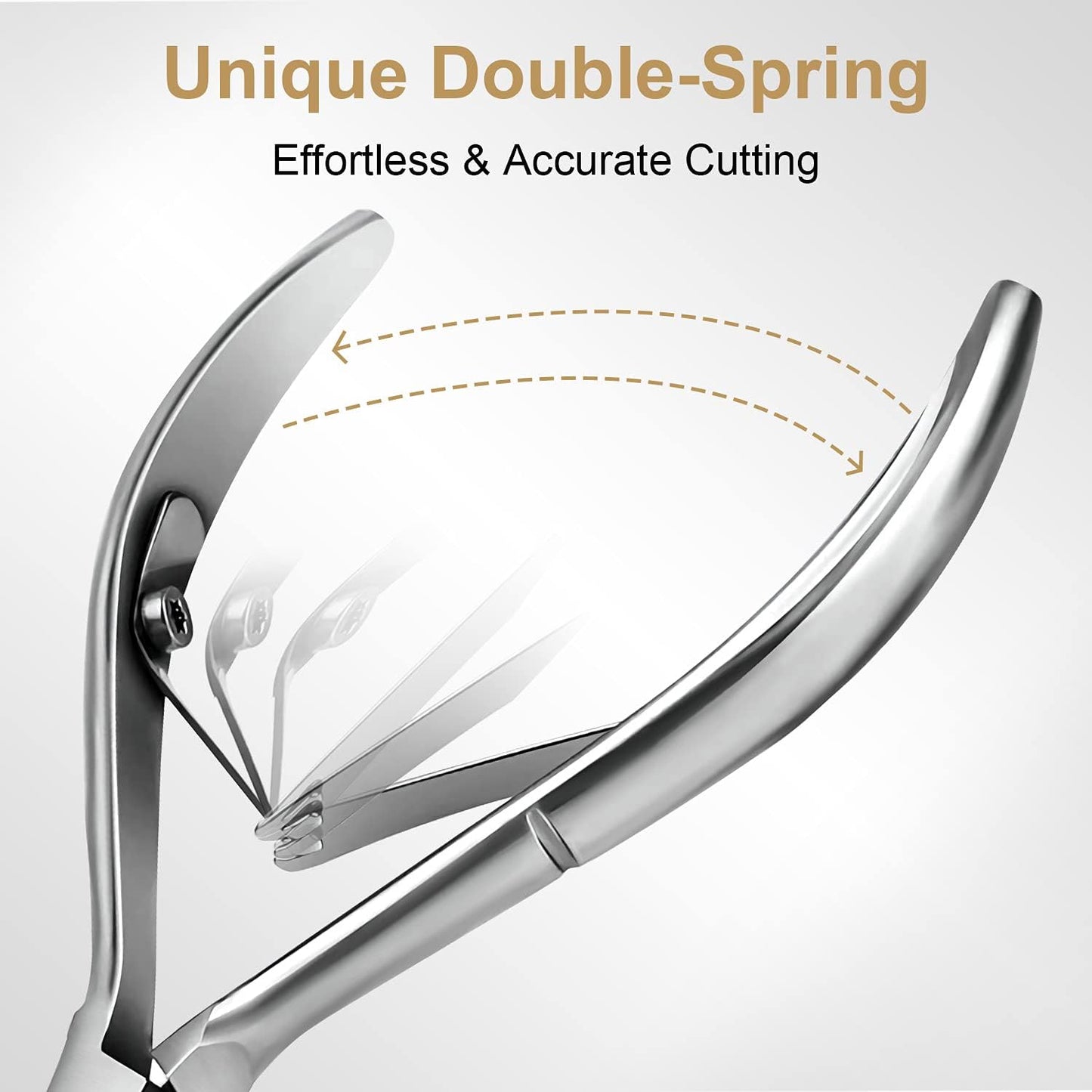 Cuticle Trimmer with Cuticle Pusher - Easkep Cuticle Remover Cuticle Nipper Professional Stainless Steel Cuticle Cutter Clipper Pedicure Manicure Tools for Fingernails and Toenails (D501-Silver)
