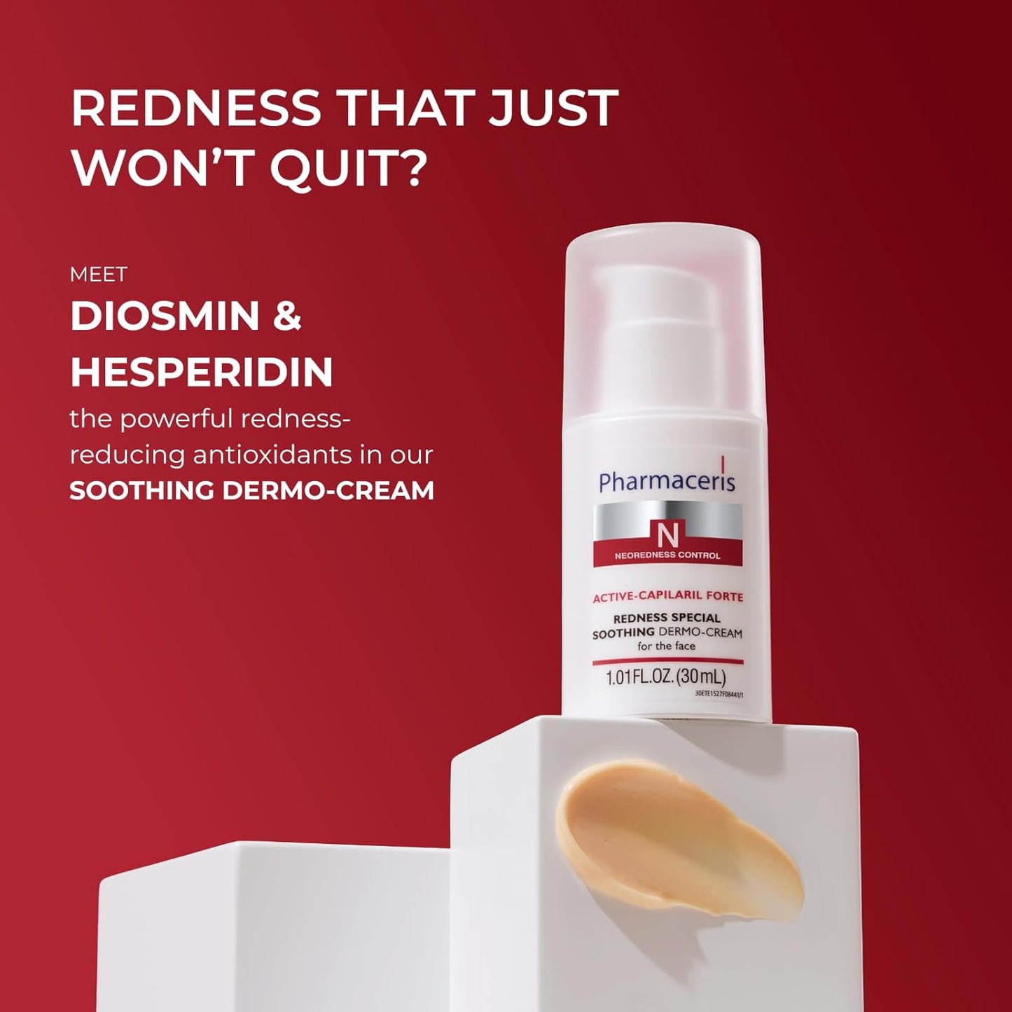 Redness Soothing Cream, Calms Redness, Evens Tone, Facial Moisturizer, Helps Support the Barrier, Skin Care for Sensitive & Red Skin, ACTIVE-CAPILARIL FORTE, 1.01 fl oz