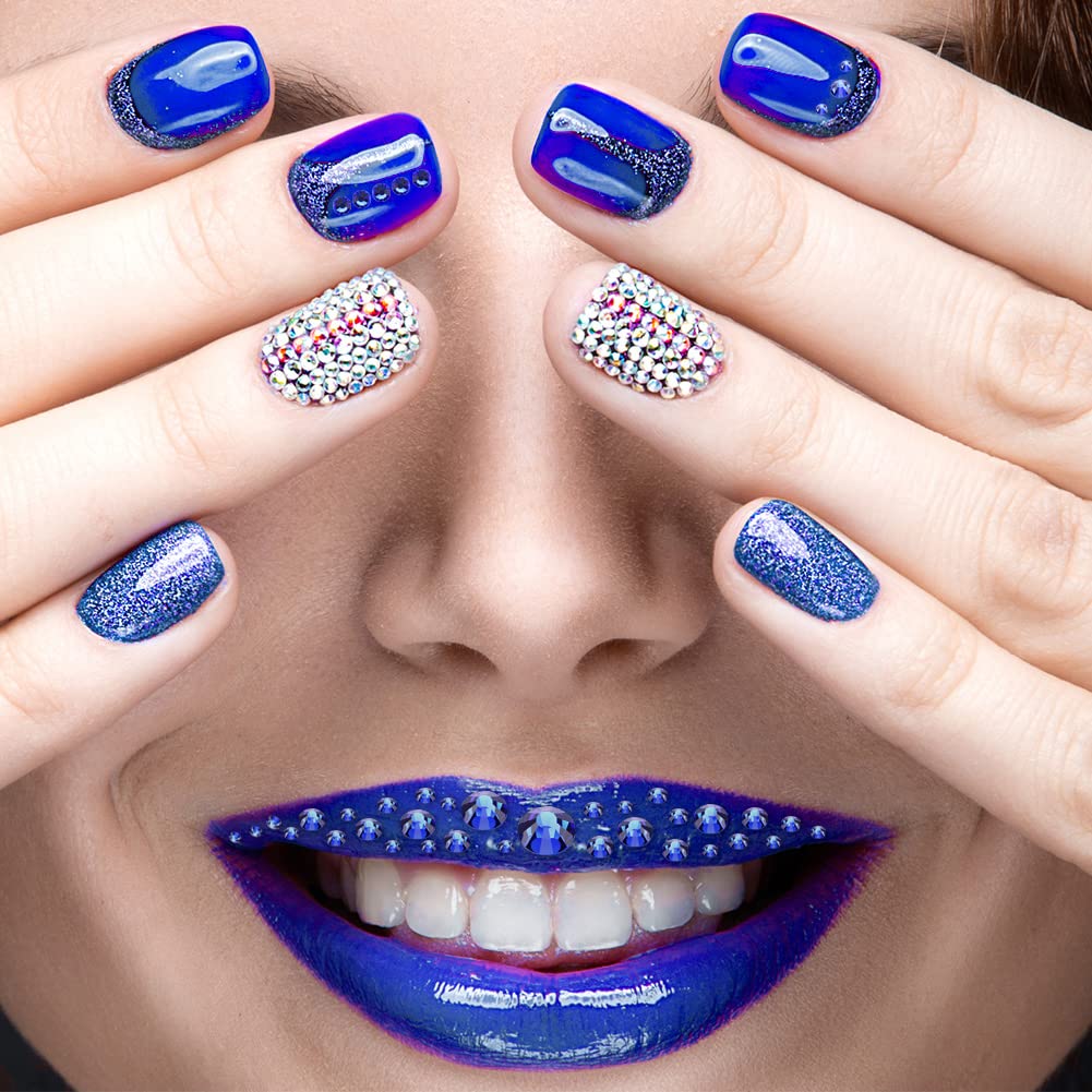 1440Pcs Blue Crystal Rhinestones,Glass Flatback Rhinestones Gemstones for Nail Face Makeup Art Crafts Clothes Decoration - (SS20,4.8mm,Blue)