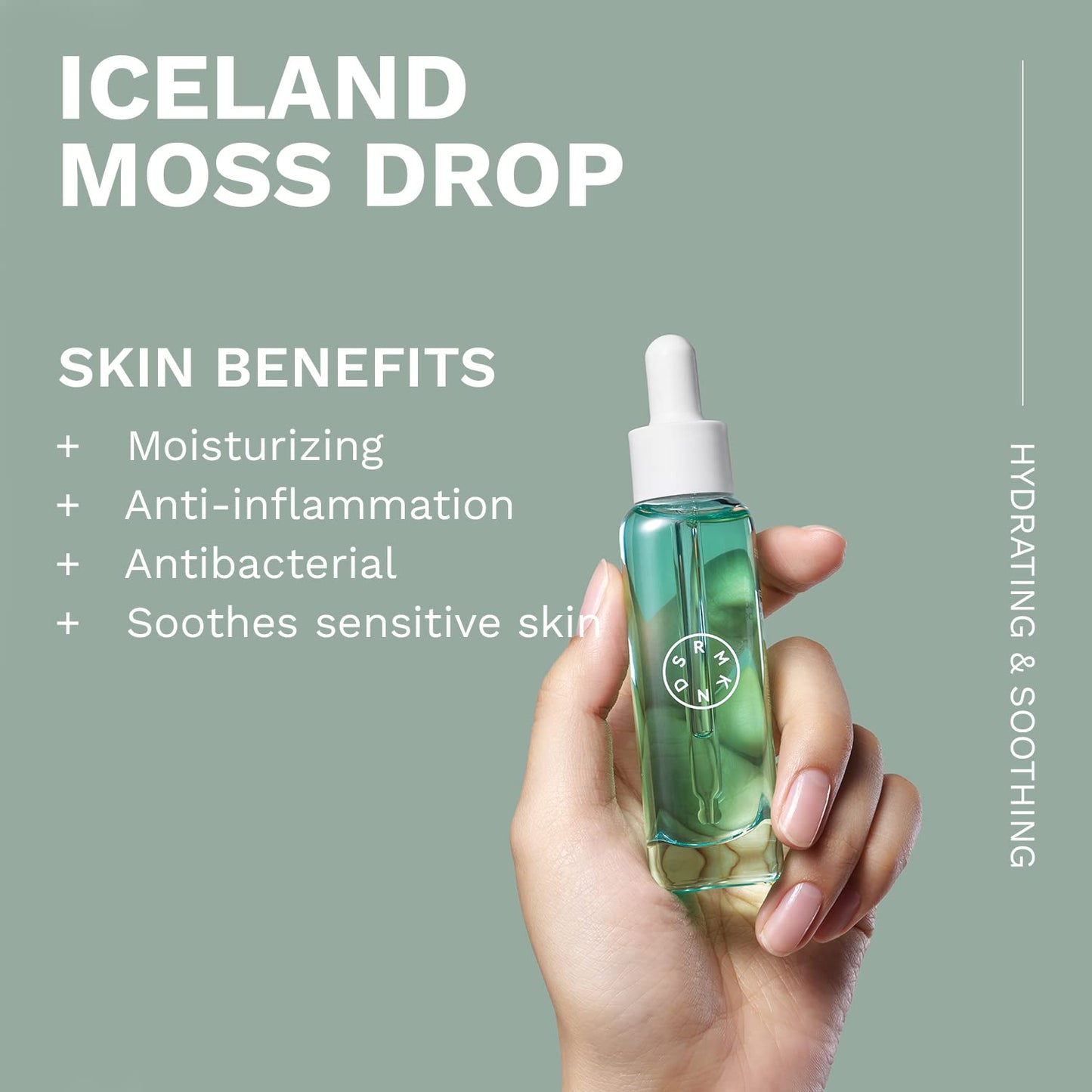 SERUMKIND Iceland Moss Serum - Soothing and Moisturizing Korean Face Serum 1.01 fl.oz. – Malachite, and Beta Glucan – Moisturize Flaky Skin - Vegan, Cruelty-Free, Unscented