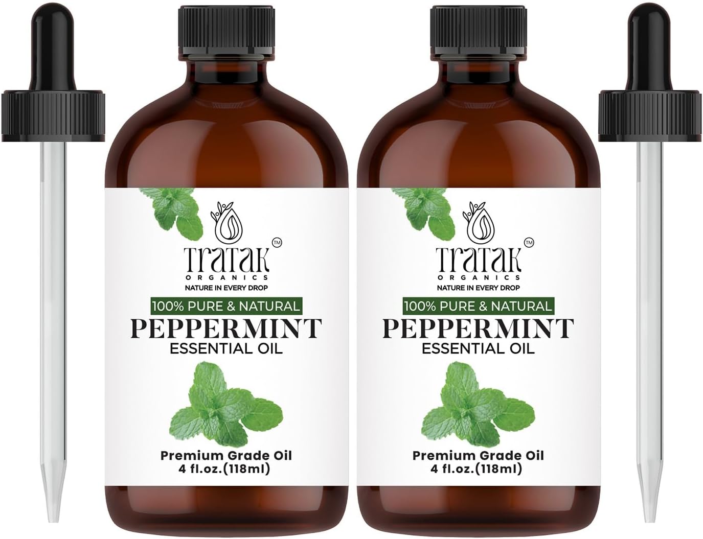 Peppermint Piperita Essential Oil - 100% Pure and Natural Oil - Therapeutic Grade with Premium Glass Dropper - Peppermint Oil for Aromatherapy and Diffusers - 4 Fl oz (Pack of 2)
