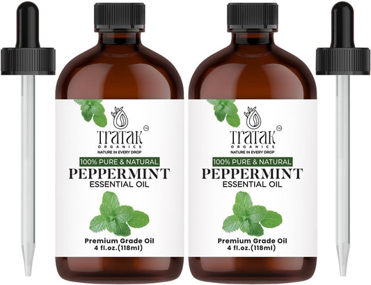 Peppermint Piperita Essential Oil - 100% Pure and Natural Oil - Therapeutic Grade with Premium Glass Dropper - Peppermint Oil for Aromatherapy and Diffusers - 4 Fl oz (Pack of 2)
