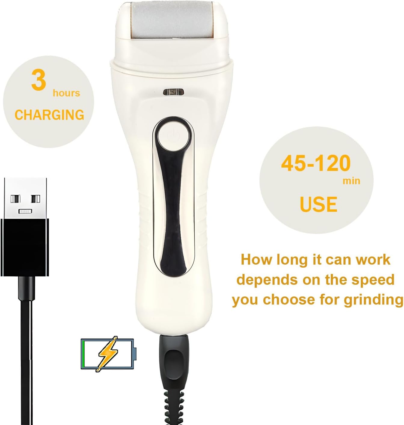 Electric Callus Remover for feet - FSA Eligible - Portable Rechargeable Electric Foot Files with 3 Heads - Pedicure Kit for Dry Dead Hard Cracked Skin