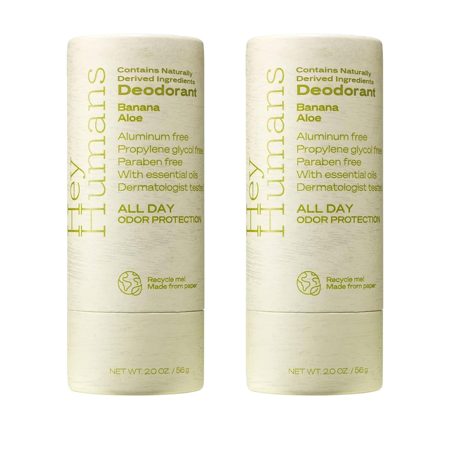 Hey Humans Deodorant, Aluminum Free Deodorant for Women and Men, Contains Naturally Derived Ingredients, All Day Odor Control, Refreshing Deodorant Essential Oils, Banana Aloe