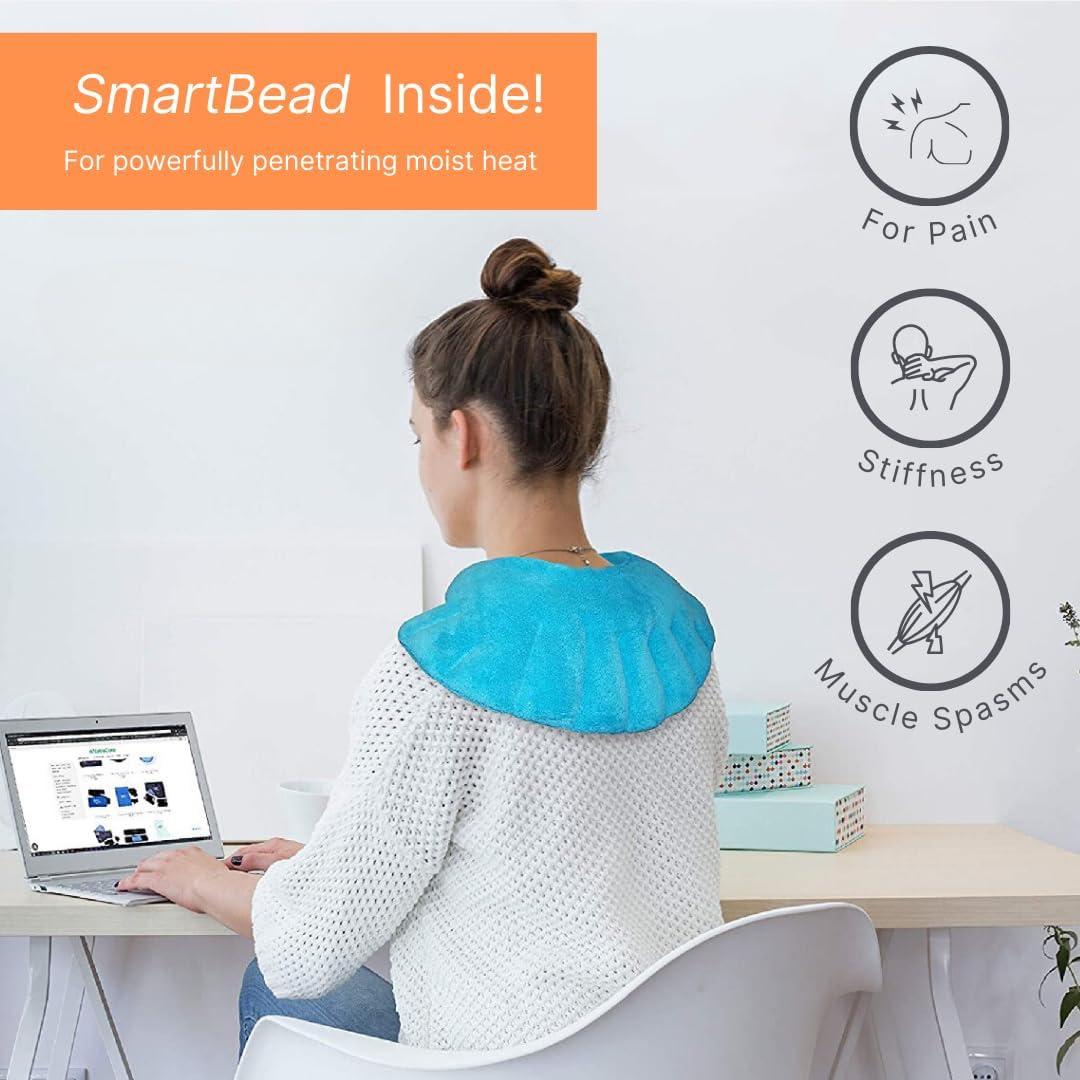 NatraCure Microwave Heating Pad for Neck, Shoulder & Back Pain Relief - Heated Wrap & Microwavable Warmer Moist Heating Pad with SmartBead Technology - Heat, Spa & Physical Therapy FSA