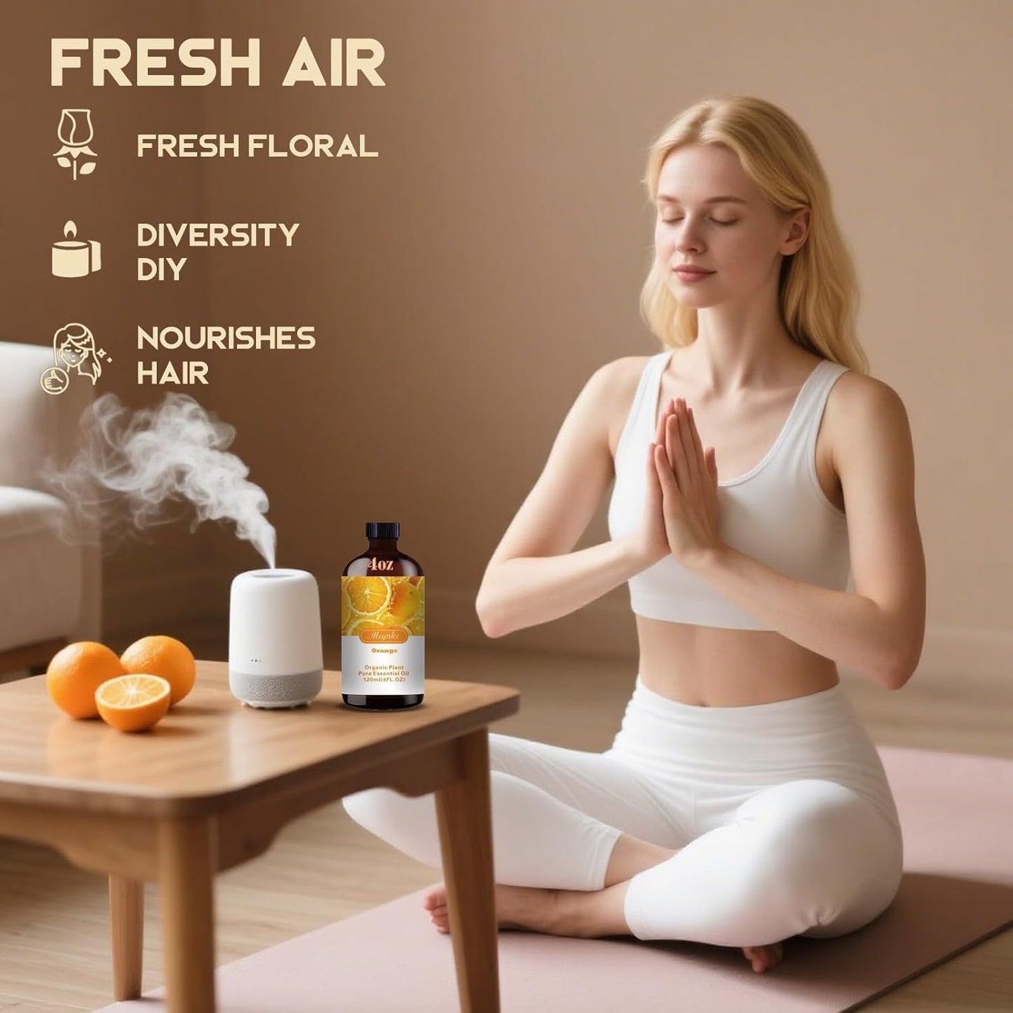 Orange Essential Oil,Roll-on Orange Oil Set (4 Fl Oz x1 + 0.33 Fl Oz x1) - 100% Natural, Diffuser, Massage, Yoga, DIY Soap and Candle Making, Fragrance Oils, Spa Care