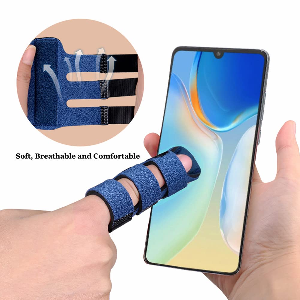 Trigger Finger Splints (4Pcs), Upgraded Finger Splint Finger Brace with 3 Fixing Strap for Mallet Finger, Broken Finger Protector, Knuckle Immobilization, Straightening Support, Arthritis Pain Relief