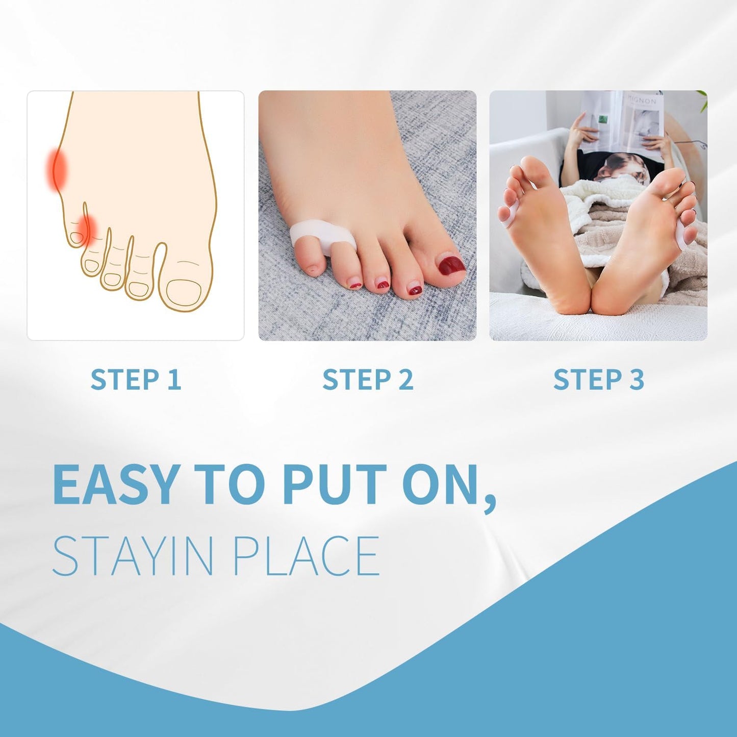 Two Hole Gel Small Toe Separator, 12 Pcs Little Toe Spacer for Overlapping Toe, Calluses, Blister, Relieve Foot Pain, Pinky Toe Corrector for Little Toe Bunion Pain