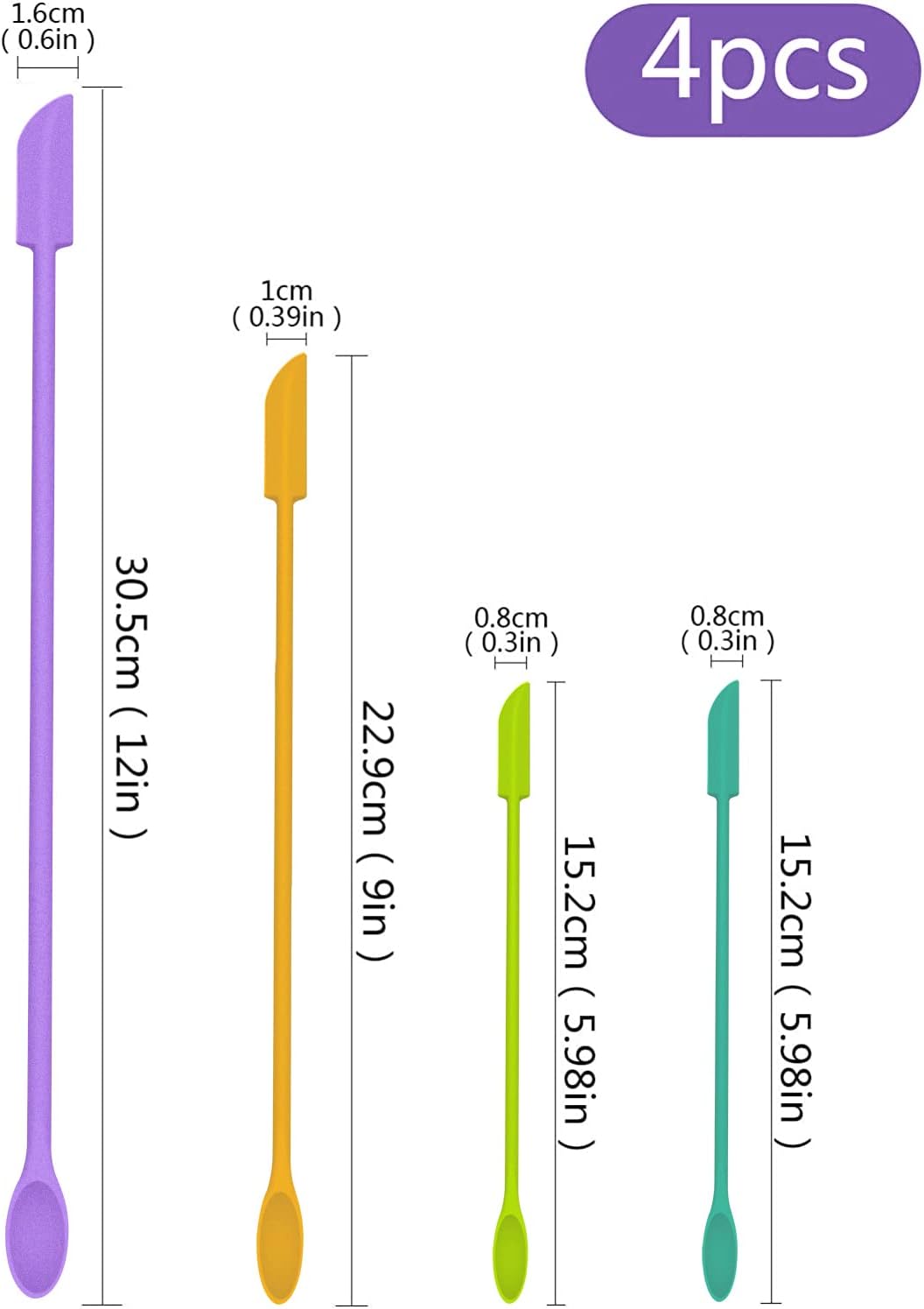 Mini Spatula Silicone Spatula Set - 4pcs Small Makeup Scrapers for Cosmetics, Reusable Beauty Tiny Tools, Thin Jar Scraper, Get the Last of the Makeup Out of the Bottle(Candy Colors)