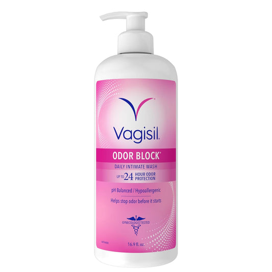 Vagisil Feminine Wash for Intimate Area Hygiene, Odor Block, Gynecologist Tested, Hypoallergenic, 16.9 oz with Pump