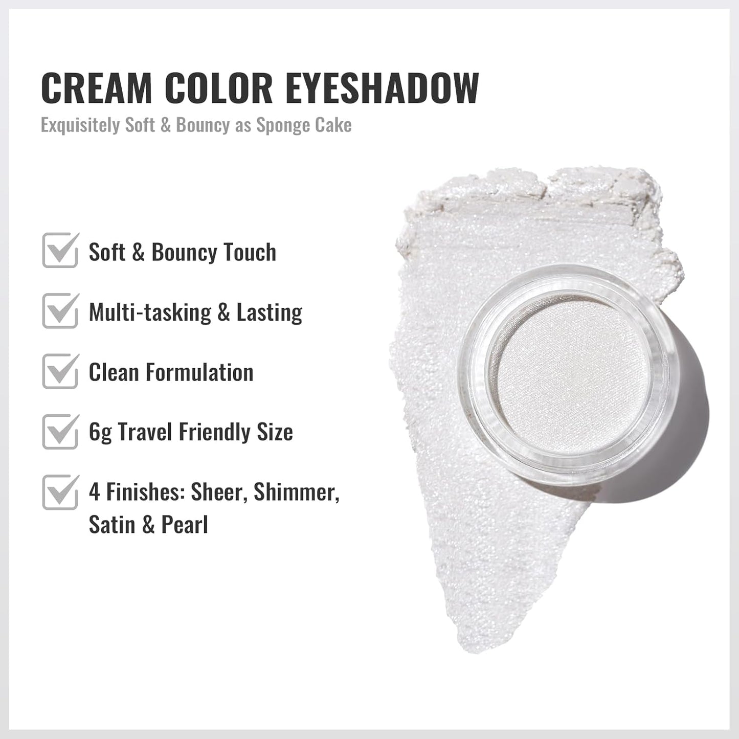 Oulac Cream Eyeshadow also for Highlighter Large Capacity Highly Pigmented Eye Shadow Waterproof &Long Lasting with Moisturizing Formula, Shimmer Glitter Eye Makeup. 6g 01+02