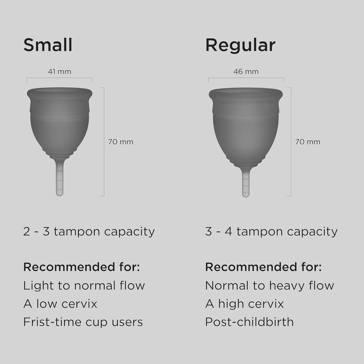 Saalt Soft Menstrual Cup – Reusable Period Cup – Made for Comfortable, Leak-Free Protection Up to 12 Hours – BPA & Latex Free – Includes Cup & Carry Bag (Regular, Grey)