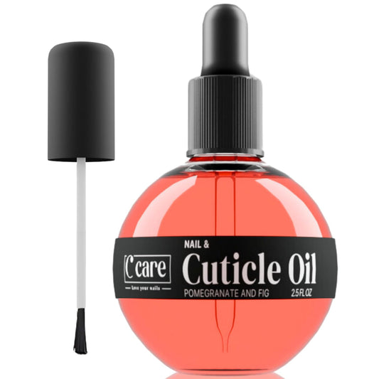 C CARE Pomegranate and Fig Cuticle Oil For Nails - Repairs Cuticles Overnight - Moisturizes and Strengthens Nails and Cuticles - Dropper & Brush included - 2.5oz