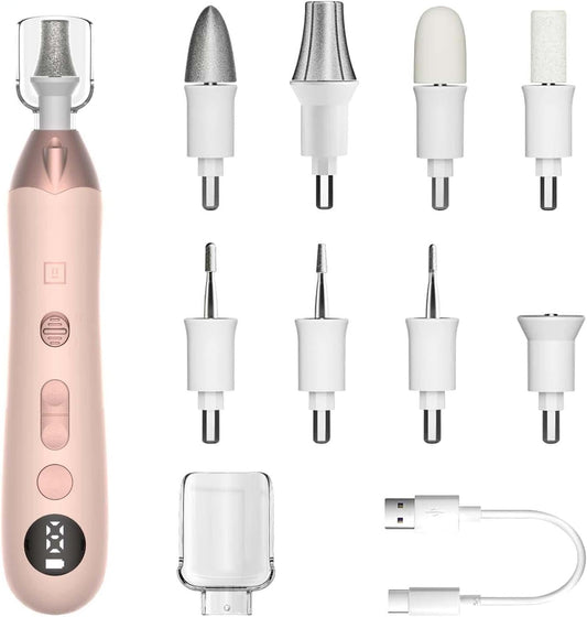 Callus Remover for Feet, Electric Foot Callus Remover - 8 Grinding Heads, 9 Speeds, Rechargeable Foot File - Professional Pedicure Tool for Hard Skin, Calluses & Cracked Feet