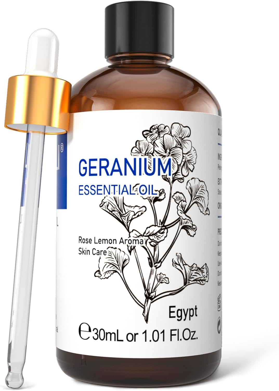 HIQILI 30ML Geranium Essential Oil， for Skin, Diffuser & Candle, 100% Pure and Natural - 1.01 Fl.Oz