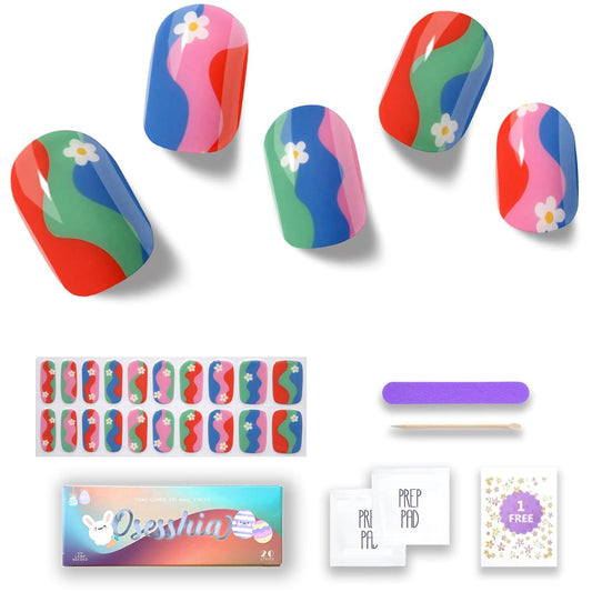 Semi Cured Gel Nail Strips, 20 pcs Nail Wraps, Glaze Stickers, Salon Quality French Manicure, Full Decal Gel Polish Strips, Long Lasting SCG, Easy on, UV Required (Tutti Frutti)