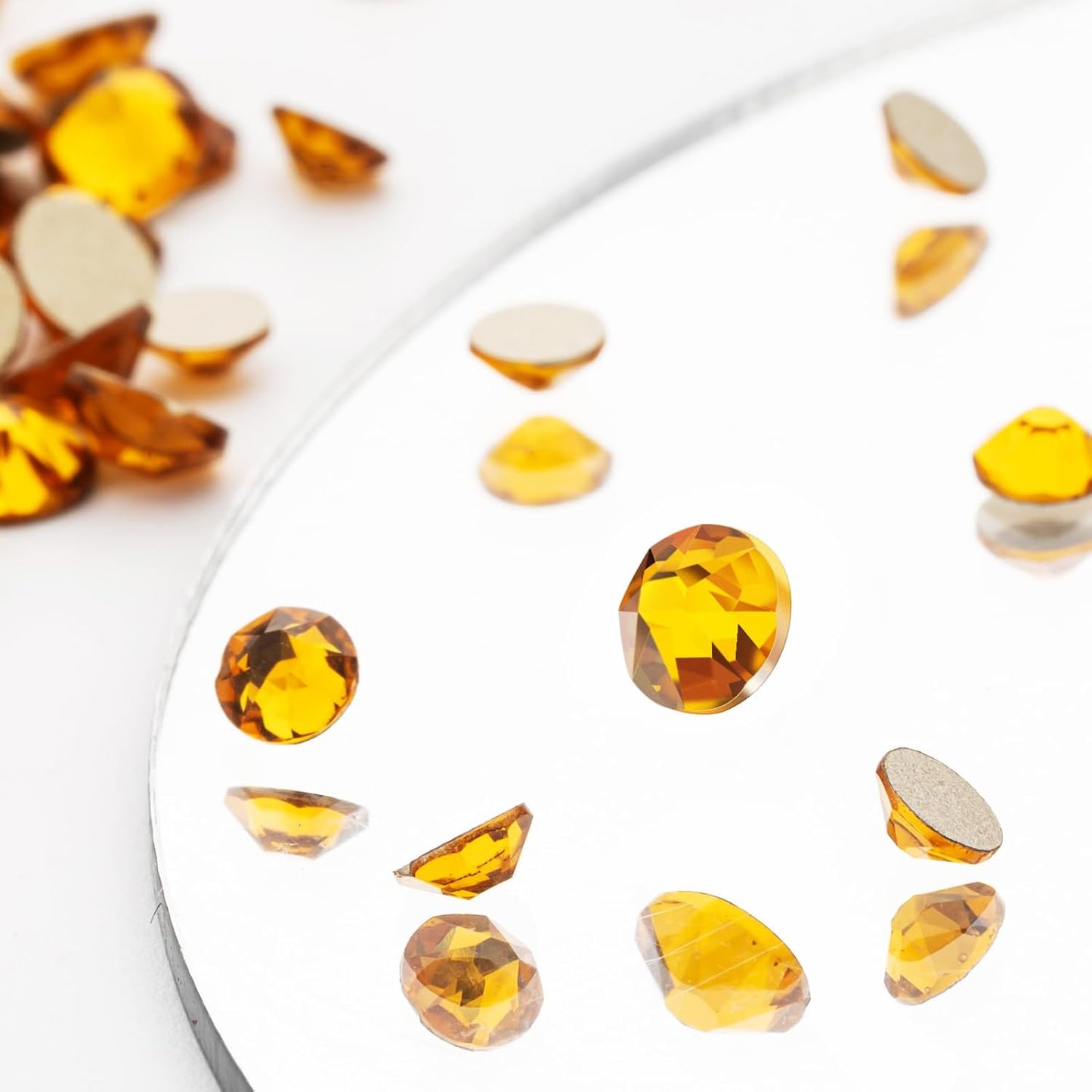 Novani Gold Yellow Rhinestones 1440pcs Flat Back Round Rhinestone Style 2088 Sparkly Crystal Gemstones for Nail Art and Crafting SS16,3.8-4.0mm
