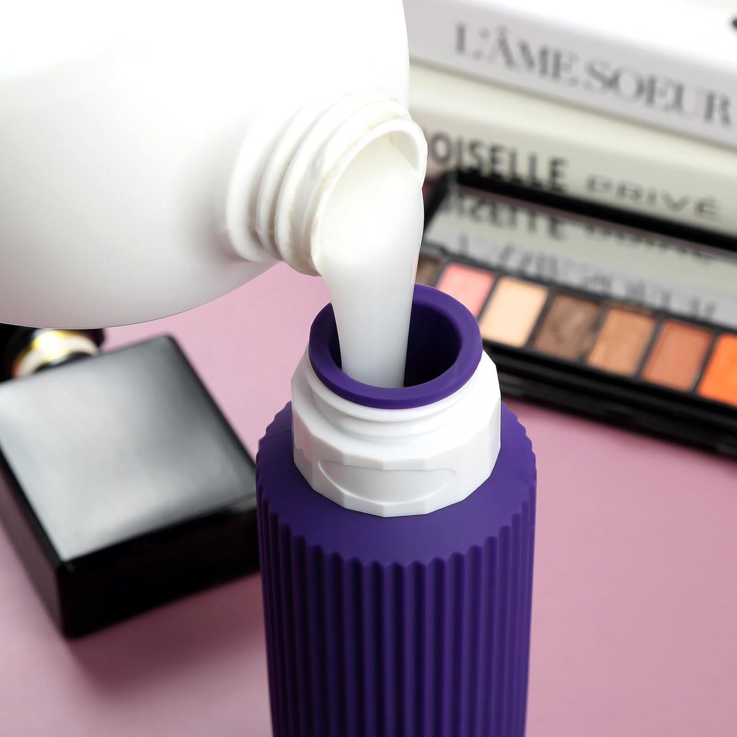 Travel Bottles for Toiletries, Large 6oz Travel Size Containers, BPA Free Leak Proof Tubs Refillable Liquid Accessories with Toiletry Bag for Cometic Shampoo and Lotion Soap (4 Pack)