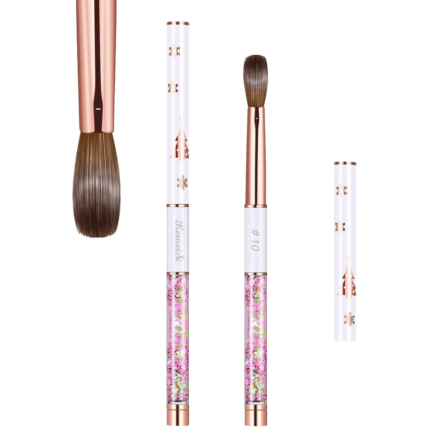 Acrylic Nail Brush Size 10,KEMEISI 100% Pure Kolinsky Nail Art Brushes Sturdy Handle Oval Shaped Acrylic Powder Nail Design Tools for Professional Manicure DIY Home Salon (White)