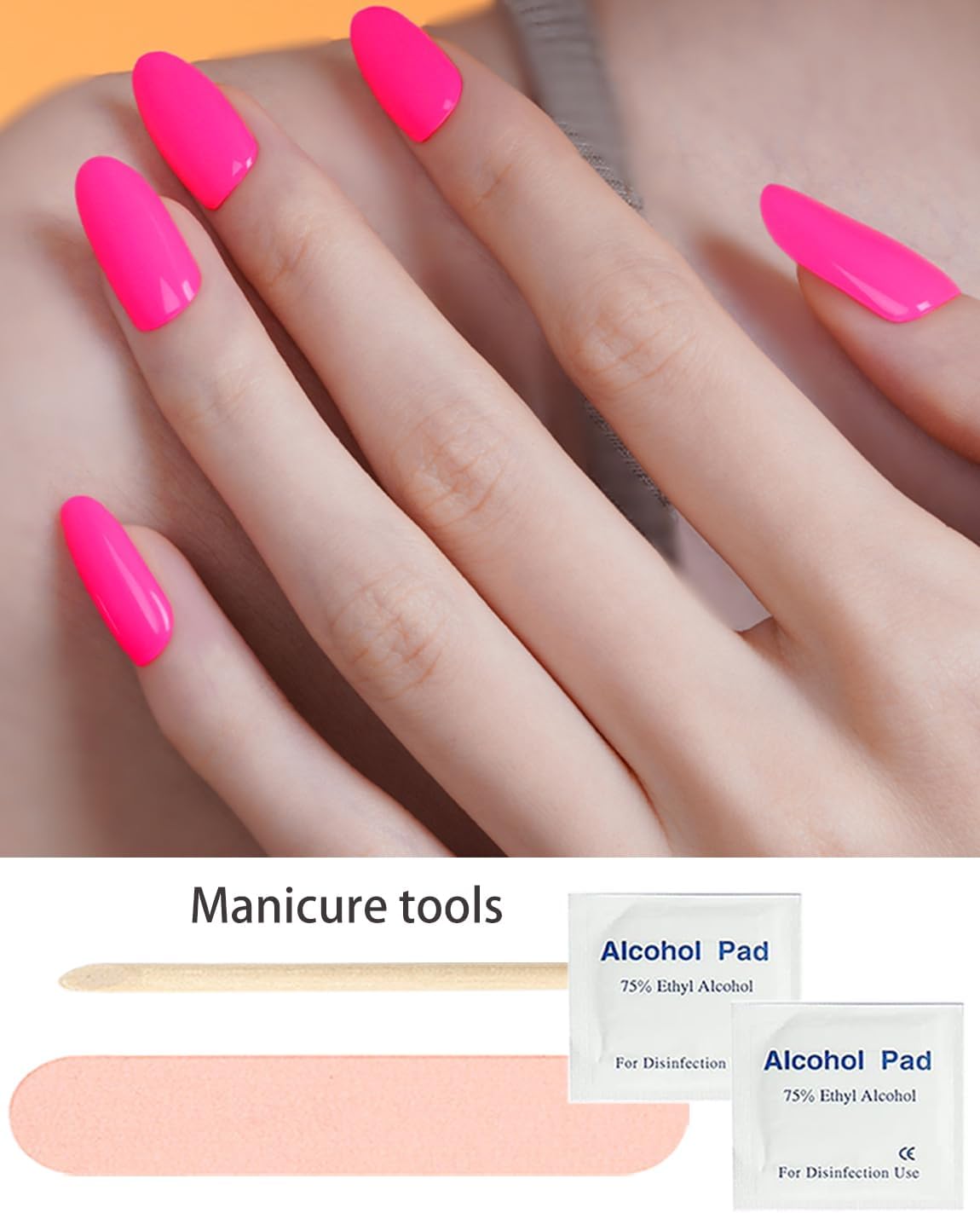 Semi Cured Gel Nail Strips, Hot Pink 20pcs Adhesive UV Sticker, Wraps for Home Manicure DIY