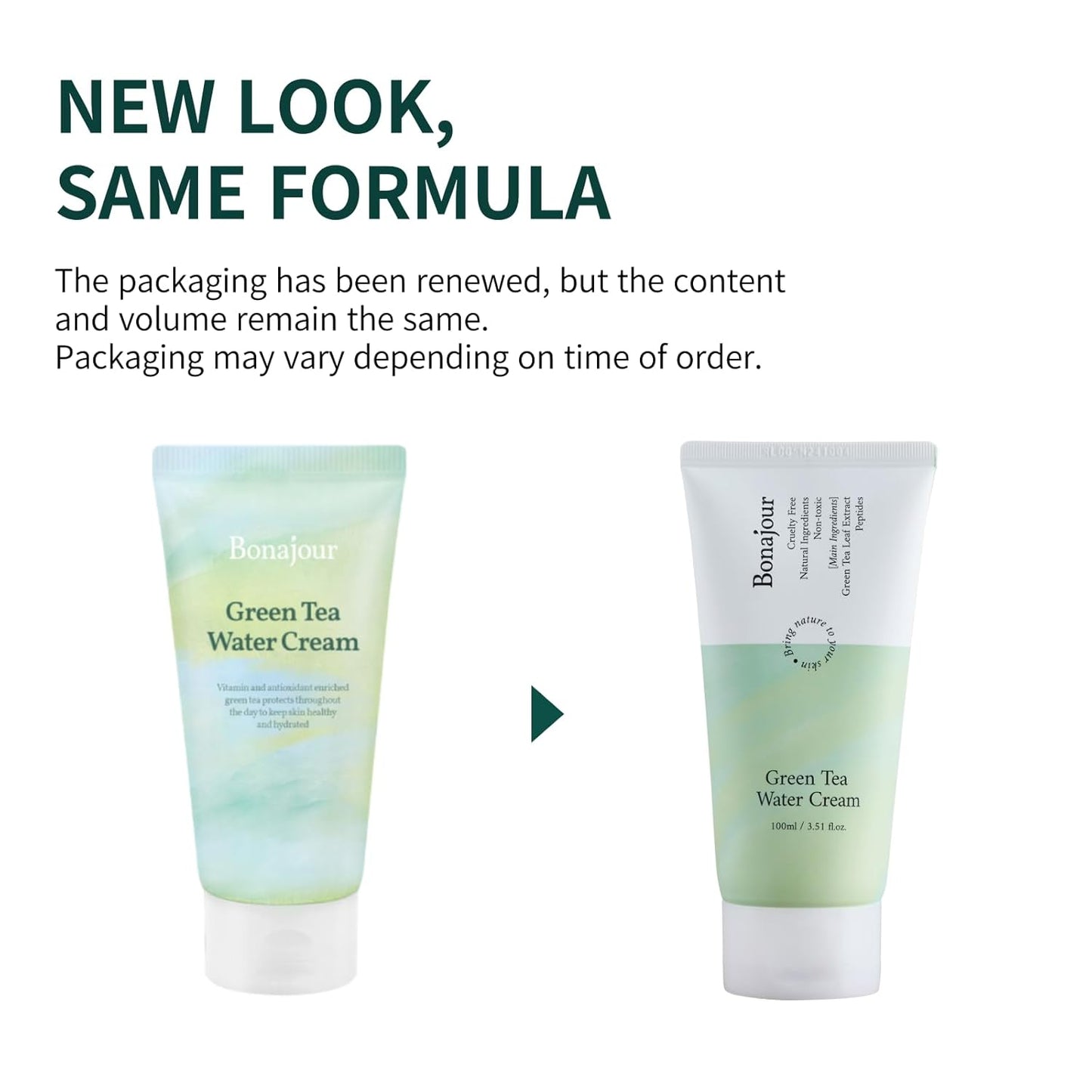 BONAJOUR] Green Tea Water Bomb Vegan Moisturizing Facial Gel Cream for sensitive skin - Daily hydrating Moisturizer 3.38 Fl. oz -