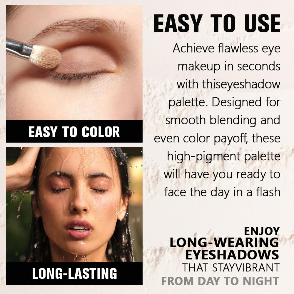 Light Brown Glitter Eyeshadow Palette for Women, Single Monochrome Eye Shadow Makeup, Shiny Pressed Powder, Blendable Natural sombras para ojos, Holographic,Vegan,Travel -9