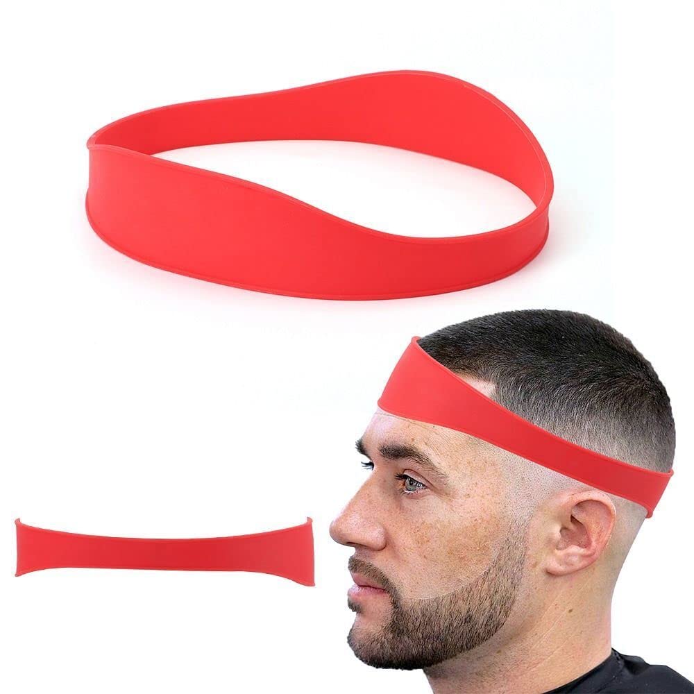 Neckline Shaving Template, Hair Cutting Guide Curved Neck Hair Shaving Template Soft Silicone Neckline Trimming Template for DIY Home Haircuts (Red)