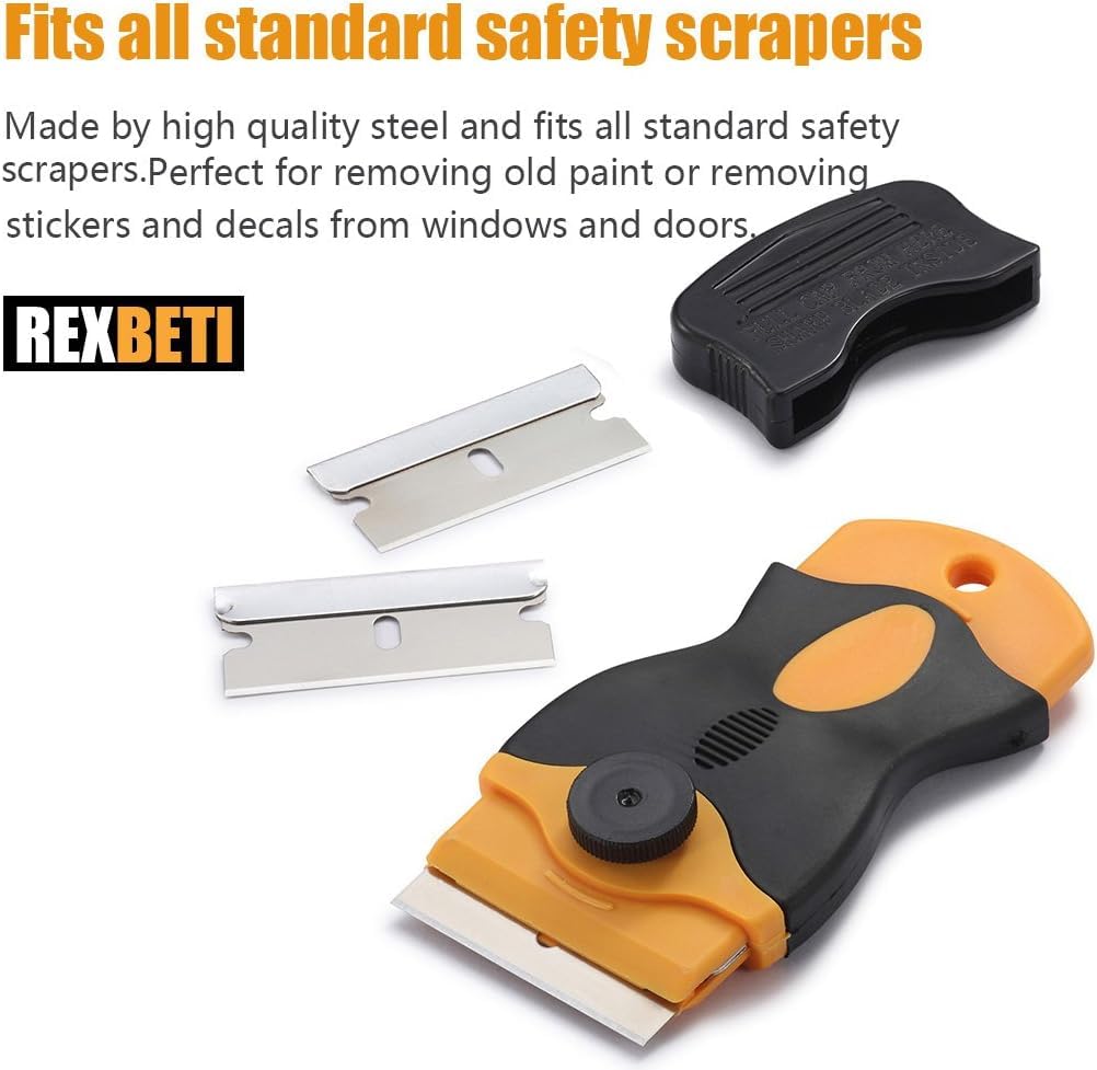 REXBETI 1000PCS Single Edge Razor Blades, Industrial Razor Blades, Box Cutter Replacement Blades, Glass Scraper Razor Blades