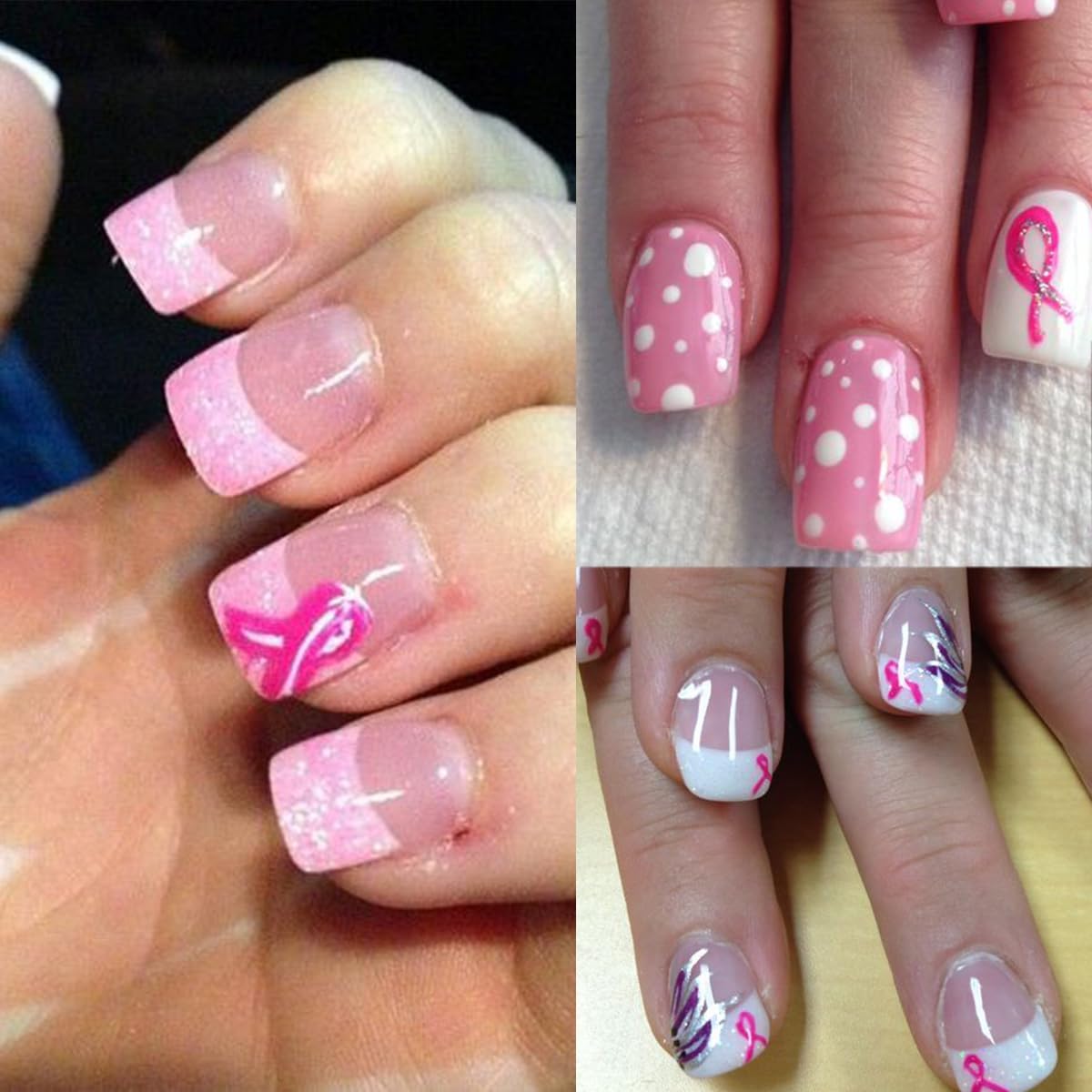 Breast Cancer Awareness Nail Decals - 4 Sheets Self-Adhesive Pink Ribbon Designs for Women DIY Supplies
