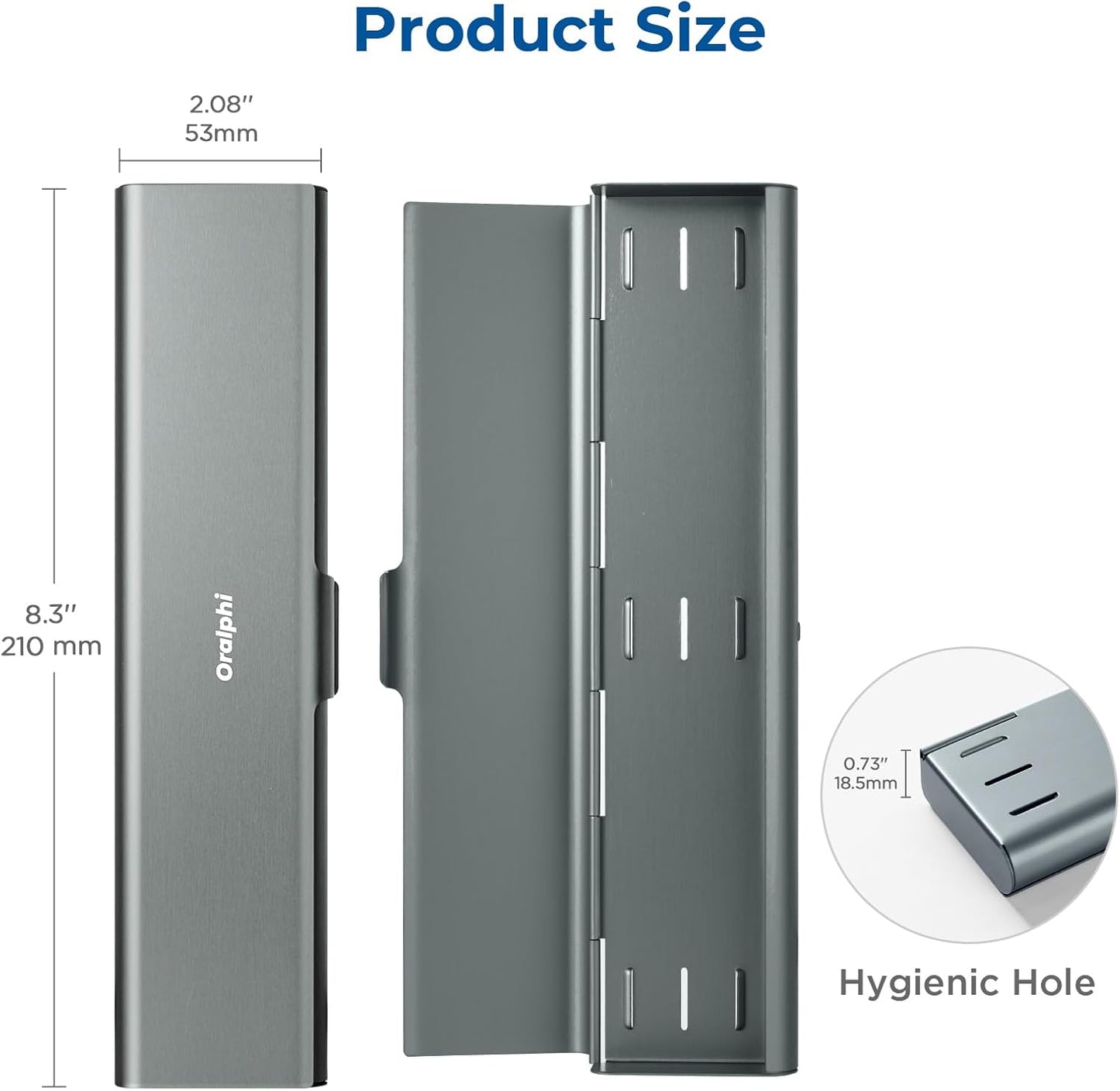 Wider Aluminum Toothbrush Travel Case, Portable Travel Toothbrush Holder, Durable Manual Toothbrush Box Container for Traveling, Bathroom, Camping, Business Trip, Gray Blue