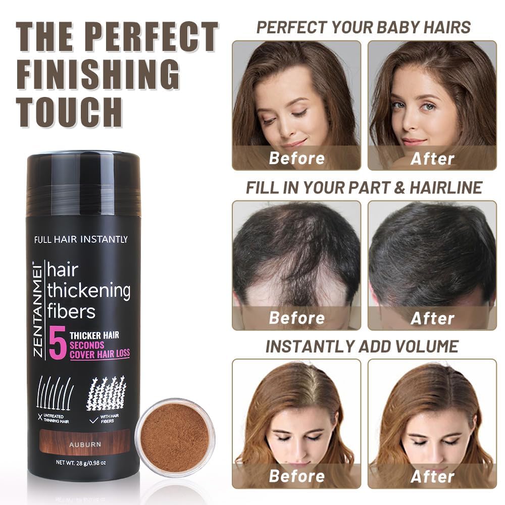 Hair Fibers for Thinning Hair for Women All-Natural Hair Building Fibers 0.98 Oz Hair Volume Powder Bald Spot Cover Up for Men & Women (Black）