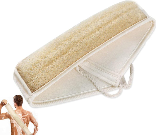 Inmorven Natural Loofah Exfoliating Back Scrubber for Shower Set (40 inch), Loofah for Men Women Sponge Pads & Body Sponge Scrubber, Deep Clean & Invigorate Your Skin, Beige